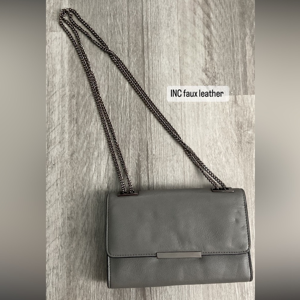 INC International Concepts Gray Crossbody Bag with Chain Strap